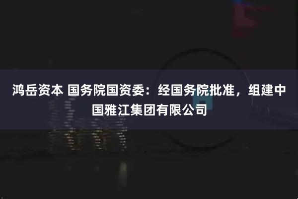 鸿岳资本 国务院国资委：经国务院批准，组建中国雅江集团有限公司